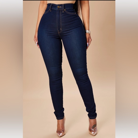 Stretchy & Sexy Flex Game Strong Super High Rise Skinny Jeans - Dark Blue Wash - Picture 4 of 6